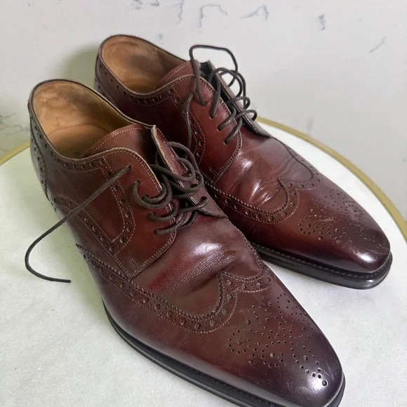 Magnanni Brown Leather Brogue Oxfords - Picture 1 of 5